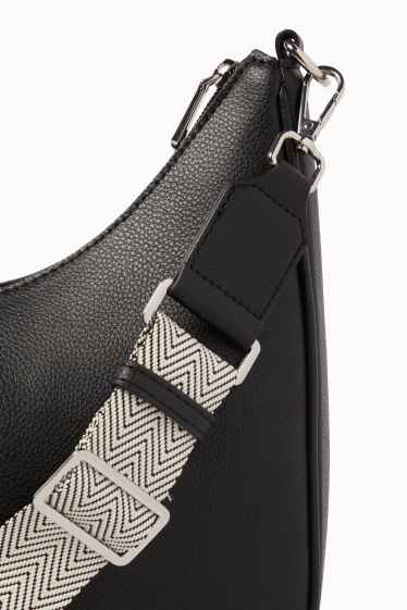 Dámské - Taška přes rameno s odnímatelným popruhem - imitace kůže - černá