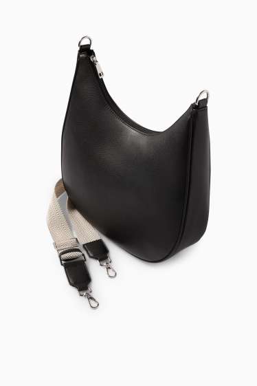Dámské - Taška přes rameno s odnímatelným popruhem - imitace kůže - černá