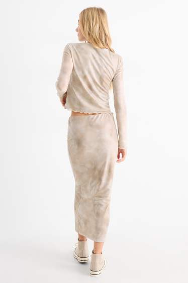 Women - Mesh skirt - patterned - beige