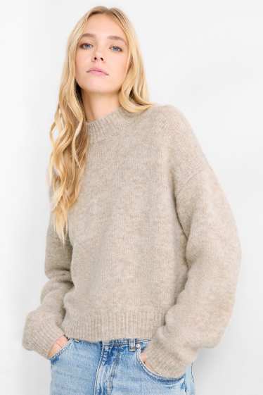 Damen - Pullover - grau-braun