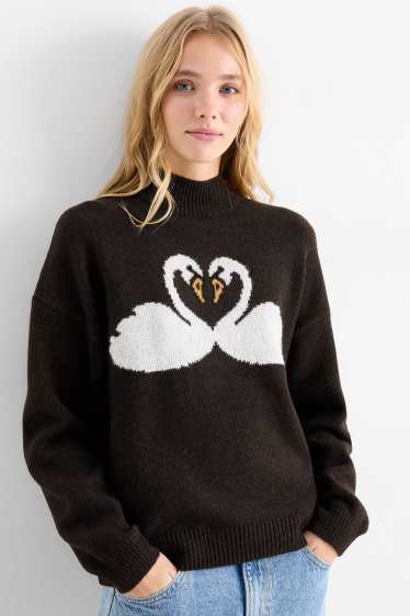 Dámské - Svetr - tmavohnědá