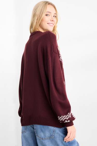 Women - Christmas jumper - Mickey Mouse - bordeaux