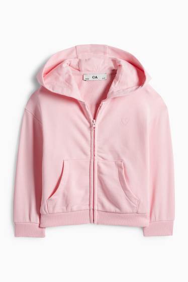 Enfants filles - Cœur - sweat zippé à capuche - rose