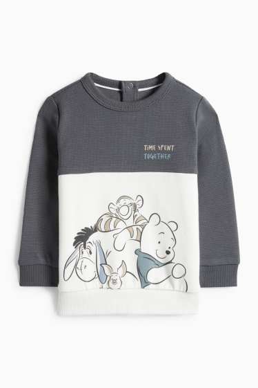 Miminka - chlapci - Medvídek Pú - outfit pro miminka - žebrovaný - 2dílný - tmavošedá