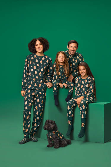 Damen - Mini Me - Damen-Weihnachts-Pyjama - gemustert - dunkelgrün
