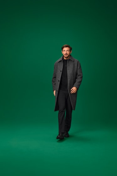 Home - Abric - barreja de llana - estampat - gris fosc