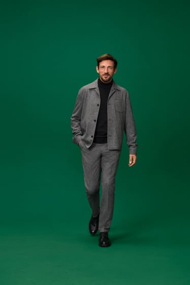 Herren - Baukasten-Sakko - Regular Fit - Stretch - strukturiert - grau