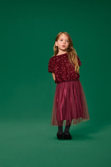 Enfants filles - Jupe - finition brillante - bordeaux