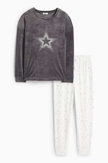 Femmes - Pyjama - gris foncé / blanc