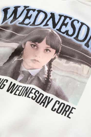 Děti - dívky - Wednesday - mikina s kapucí - bílá