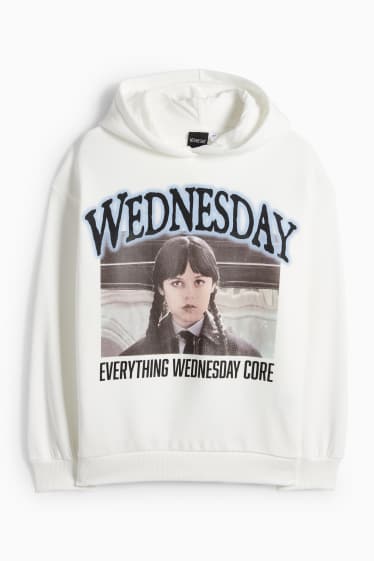 Děti - dívky - Wednesday - mikina s kapucí - bílá