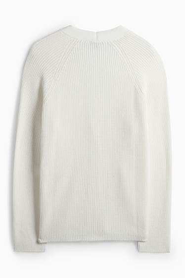 Damen - Strickjacke - gerippt - weiss