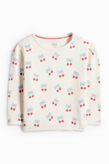 Miminka - dívky - Třešně - mikina pro miminka - strukturovaná - krémově bílá