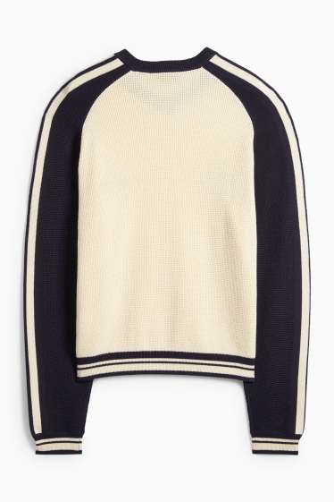 Herren - Pullover mit V-Ausschnitt - strukturiert - schwarz / beige