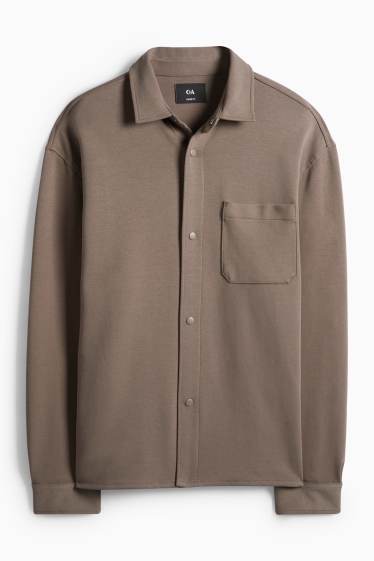 Pánské - Košilová bunda - relaxed fit - světle hnědá