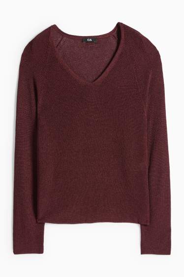 Dona - Jersei amb el coll en punta - bordeus
