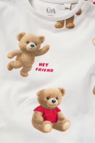 Baby: jongens - Teddybeer - babylongsleeve - wit