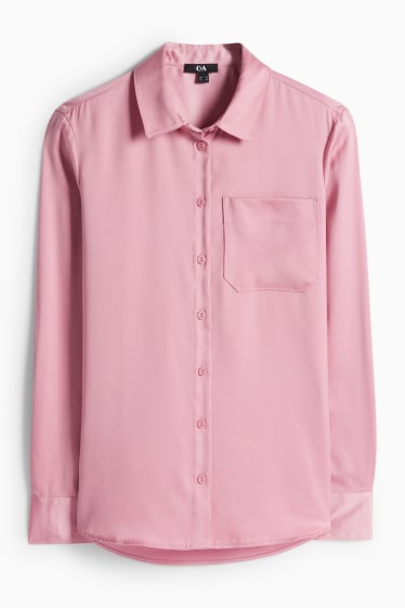 Dámské - Saténová halenka - tmavě růžová