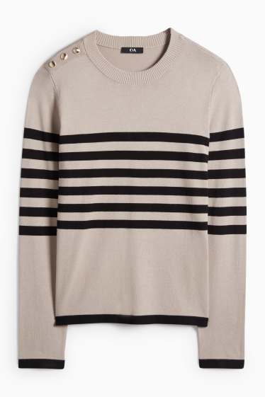 Femei - Pulover - cu dungi - negru / nej