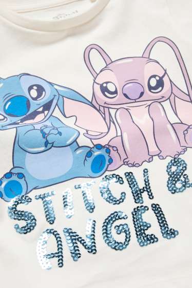 Nena - Lilo & Stitch - samarreta de màniga curta - efecte brillant - crema