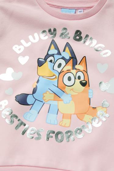 Děti - dívky - Bluey - mikina - s lesklou aplikací - růžová
