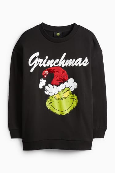 Femmes - Sweat de Noël - finition brillante - Le Grinch - bleu clair