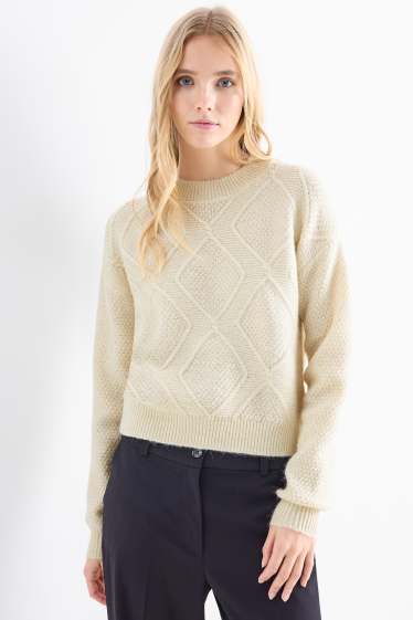 Femmes - Pull - finition texturée - crème