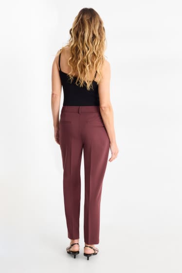 Dámské - Business kalhoty - mid waist - cigarette fit - bordeaux