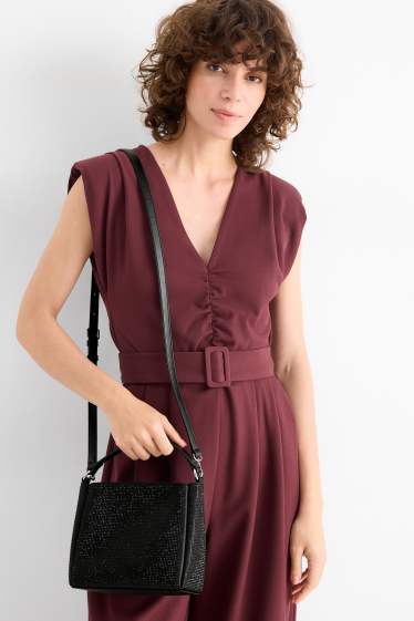 Damen - Kleiner Shopper mit abnehmbarem Taschengurt - schwarz