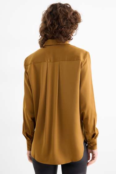 Damen - Satin-Bluse - senfgelb