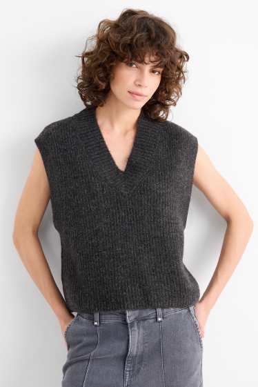 Femmes - Pullover sans manches - noir chiné