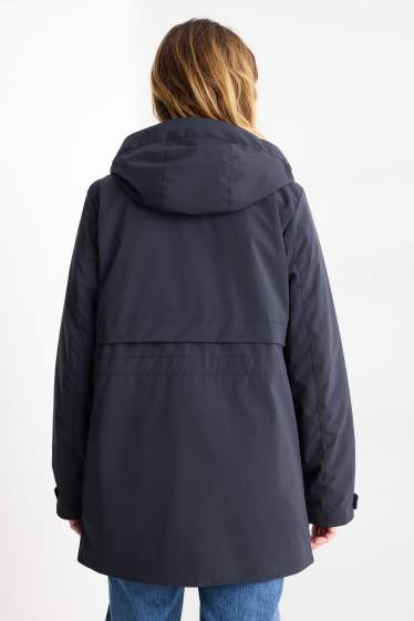 Damen - Jacke mit Kapuze - gefüttert - wasserabweisend - dunkelblau