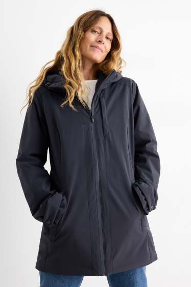 Damen - Jacke mit Kapuze - gefüttert - wasserabweisend - dunkelblau