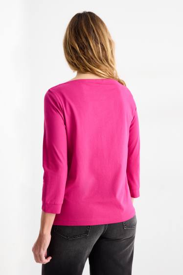 Dames - Basic longsleeve - regular fit - fuchsiarood