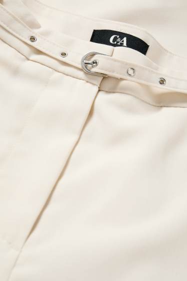 Dona - Pantalons de tela amb cinturó - high waist - wide leg - beix clar