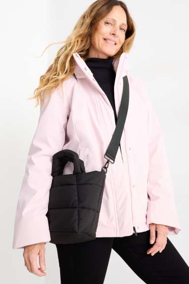 Femei - Geantă matlasată shopper mare, cu curea detașabilă - negru