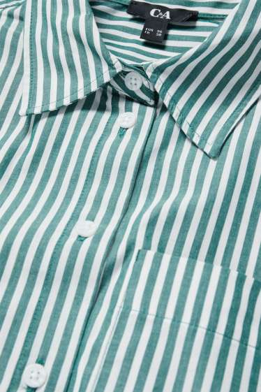 Dames - Blouse - gestreept - groen / crème wit