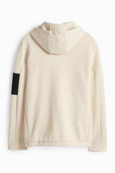 Pánské - Tepláková bunda s kapucí - světle béžová