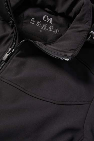 Hommes - Veste à coquille souple avec capuche - déperlante - noir