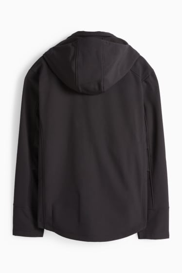 Hommes - Veste à coquille souple avec capuche - déperlante - noir