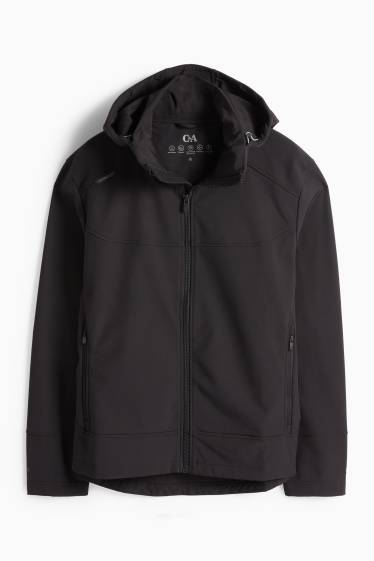 Hommes - Veste à coquille souple avec capuche - déperlante - noir