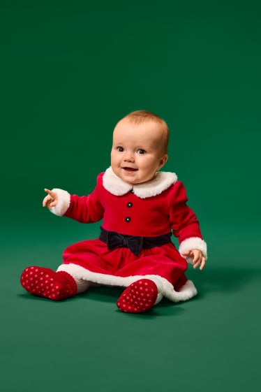 Miminka - dívky - Vánoční šaty pro miminka - červená