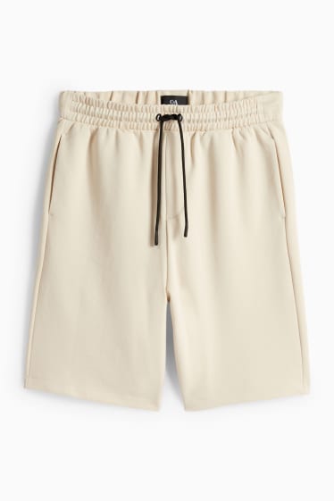 Pánské - Teplákové šortky - strukturované - světle béžová