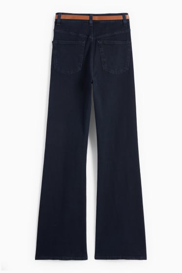 Donna - Jeans svasati con cintura - vita alta - LYCRA® - jeans blu scuro