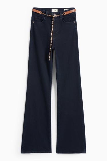 Donna - Jeans svasati con cintura - vita alta - LYCRA® - jeans blu scuro