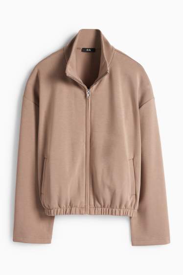 Dámské - Tepláková bunda - světle hnědá