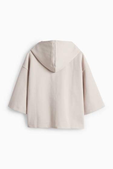 Dámské - Mikina s kapucí - žebrovaná - světle béžová