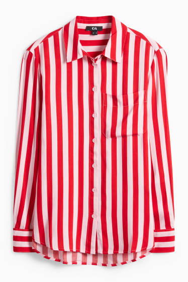 Femmes - Chemisier - à rayures - rose pâle / rouge