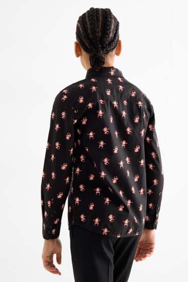 Děti - chlapci - Motivy Santa Clause - vánoční košile - černá