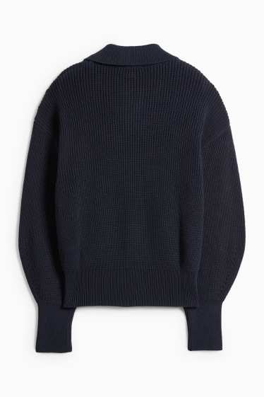 Dona - Jaqueta de punt - acanalada - blau fosc